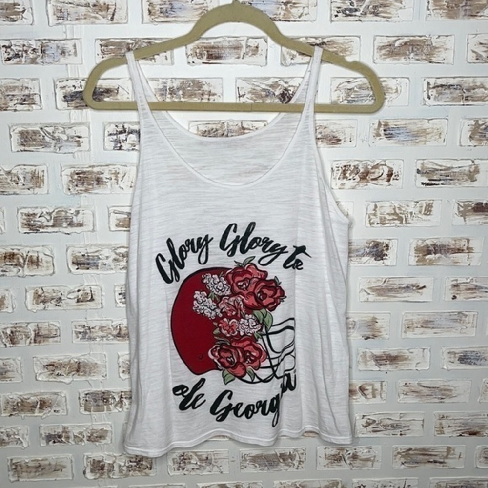 UGA “Glory Glory to ole Georgia” White Sleeveless Tank Tee